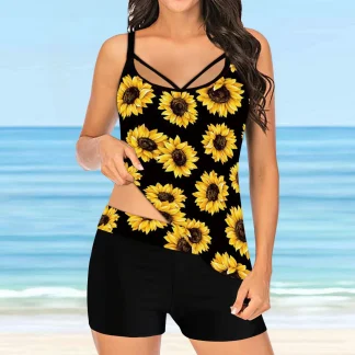 Multi Strap Floral Print Tankini